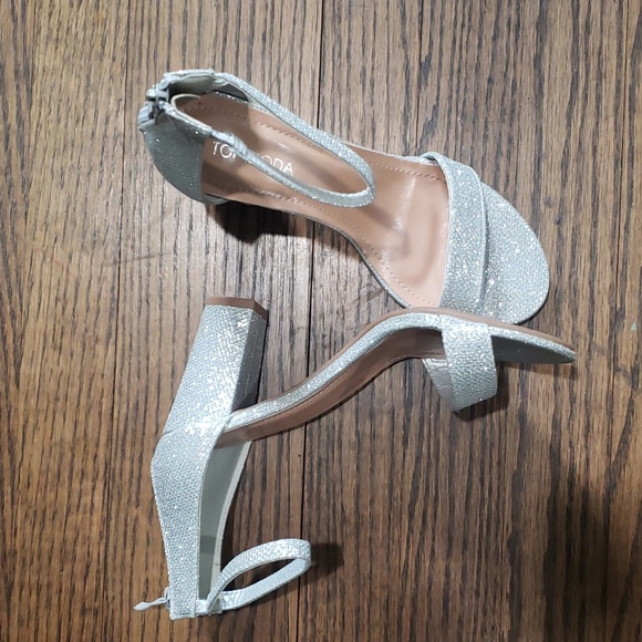 Silver Open Toe Heels - Picture 3 of 13